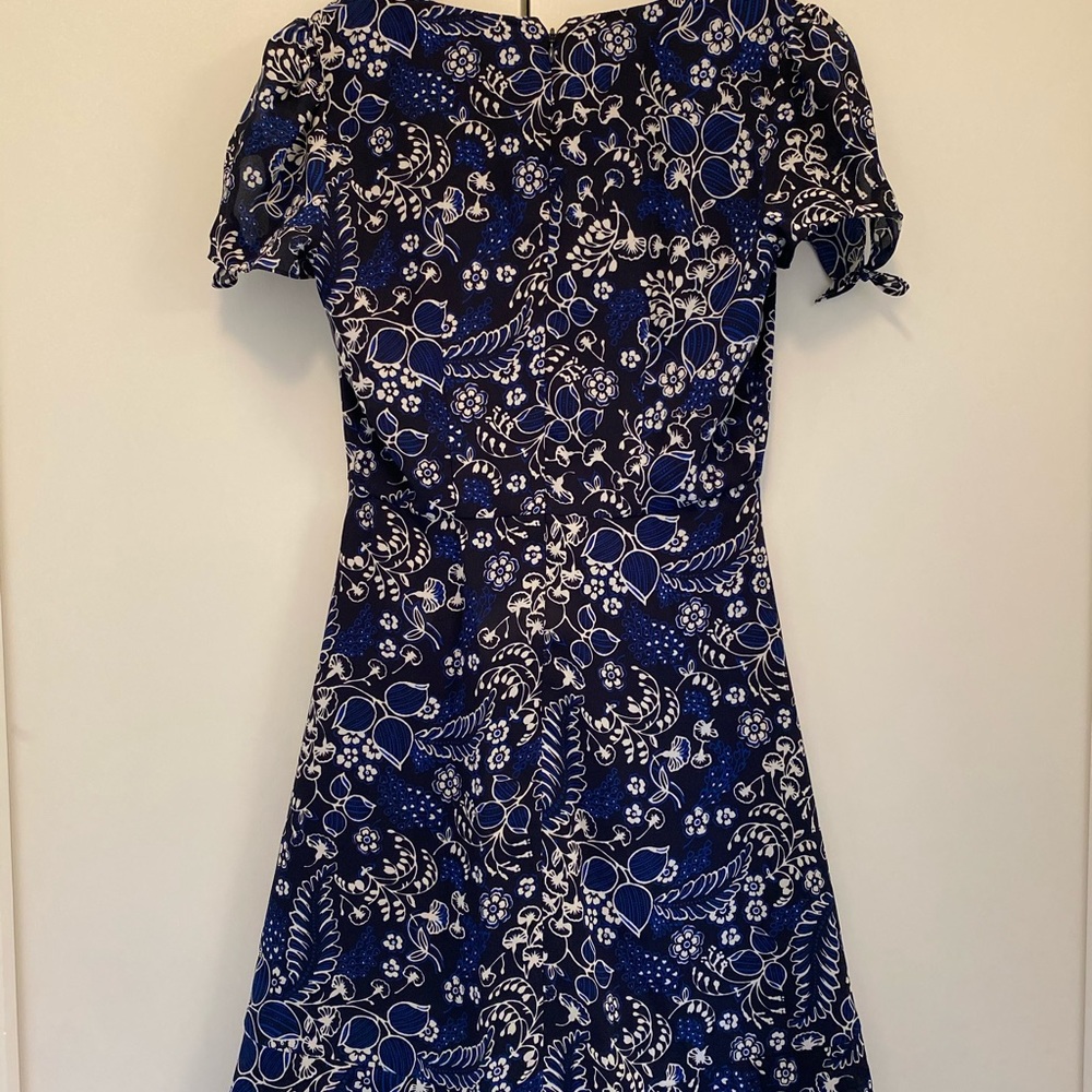 J.Crew Blue Floral Wrap Dress
